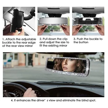 Cute Bling Rhinestone Rearview Mirror for Women