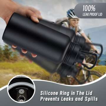 Cool Yoleb 32 Oz Insulated Stainless Steel Water Bottle with Straw and Spout Lid Leak Proof Double Wall Vacuum Sports Water Bottles for Gym Camping Hiking Black, 4 Pack