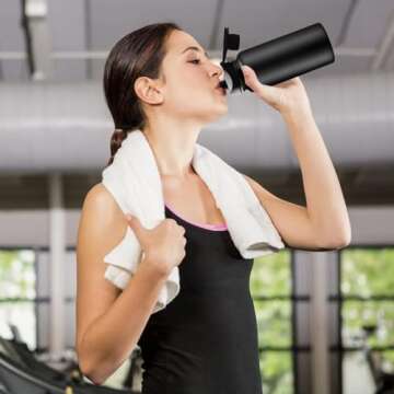 Cool Yoleb 32 Oz Insulated Stainless Steel Water Bottle with Straw and Spout Lid Leak Proof Double Wall Vacuum Sports Water Bottles for Gym Camping Hiking Black, 4 Pack