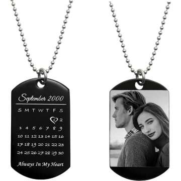 Laser Engraved Dog Tag Necklace for Couples