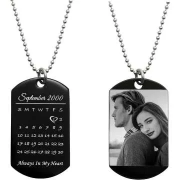 Laser Engraved Dog Tag Necklace for Couples