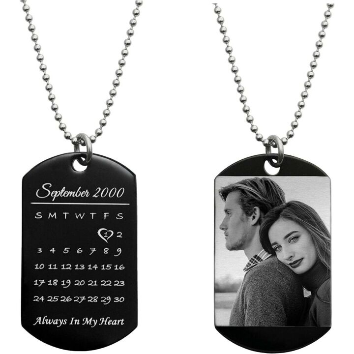 Laser Engraved Dog Tag Necklace for Couples