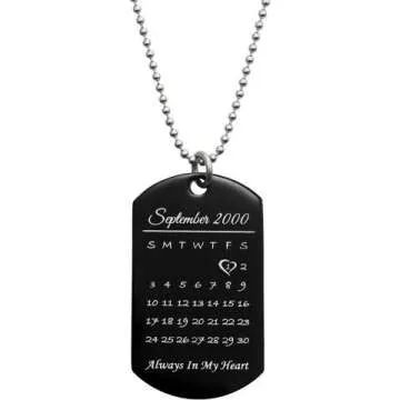 Laser Engraved Dog Tag Necklace for Couples