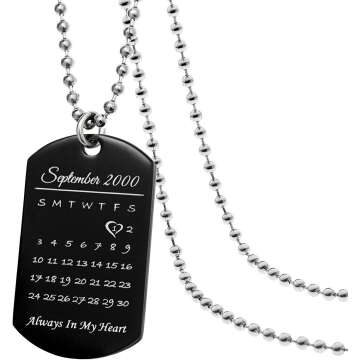 Laser Engraved Dog Tag Necklace for Couples