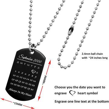 Laser Engraved Dog Tag Necklace for Couples