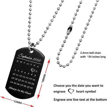 Laser Engraved Dog Tag Necklace for Couples
