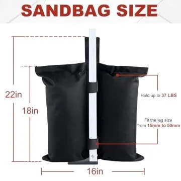 ABCCANOPY Canopy Weights 150 LBS Gazebo Tent Sand Bags,4pcs-Pack (Black)