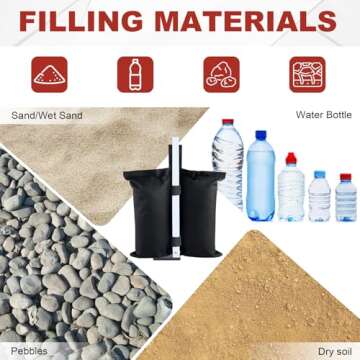 ABCCANOPY Canopy Weights 150 LBS Gazebo Tent Sand Bags,4pcs-Pack (Black)