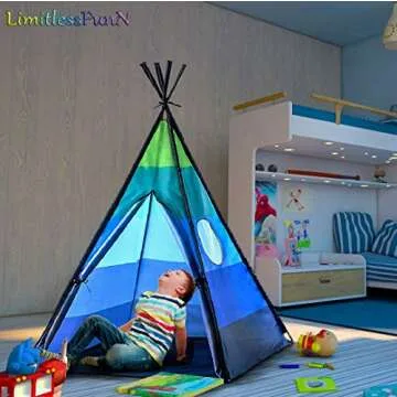 LimitlessFunN Teepee Kids Play Tent | Includes Star Lights & Carrying Case |, Children Indoor Playhouse for Boys, Toddlers, 42" D x 42" W x 60" H