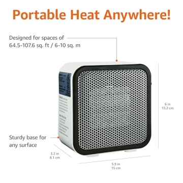 Compact Ceramic Space Heater for Desk Use