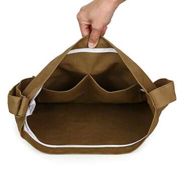 Covelin Women's Retro Large Size Canvas Shoulder Bag Hobo Crossbody Handbag Casual Tote Camel