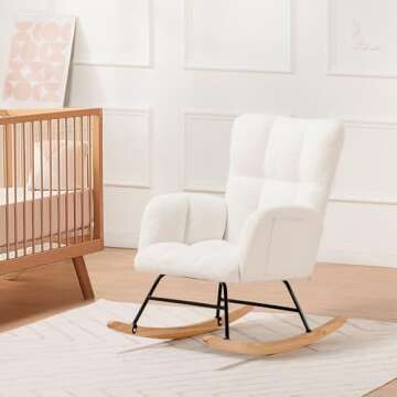 COMHOMA Rocking Chair - Teddy Upholstered Glider