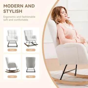 COMHOMA Rocking Chair - Teddy Upholstered Glider