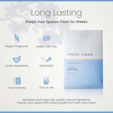 6 Pack Fresh Linen Large Scented Sachet Envelope by Expressive Scent