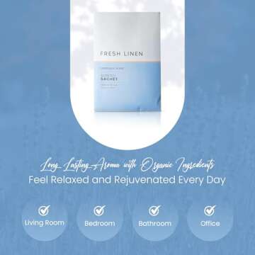 6 Pack Fresh Linen Large Scented Sachet Envelope by Expressive Scent