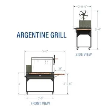 Backyard Discovery Argentine Santa Maria Wood Fire & Charcoal BBQ Grill with Brasero, Adjustable Grill Grates, Fire Bricks, Heavy-Duty Steel, S-Hooks, Acacia Wood Table for Outdoor Gaucho Grilling