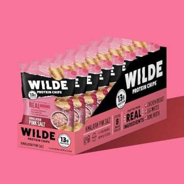 Wilde Protein Chips, Himalayan Pink Salt (1.34 Ounce Bags, Pack of 8 Bags) Crafted From Real Ingredi...