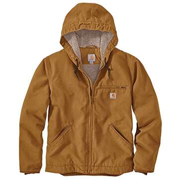 Carhartt Men's Relaxed Fit Washed Duck Sherpa-Lined Jacket, Brown, Large/regular