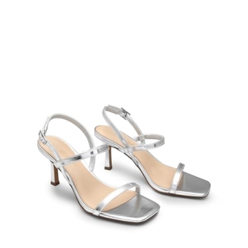 DREAM PAIRS Silver Slingback Heels for Women - Stylish Comfort
