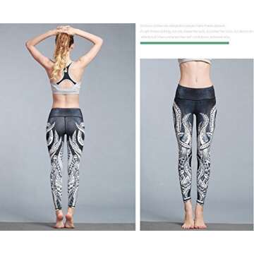 MTSCE Yoga Pants Yoga Capris Printed Workout Leggings (Small, Octopus)