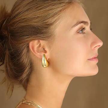 Lightweight Gold Teardrop Earrings for Women Stylish Jewelry