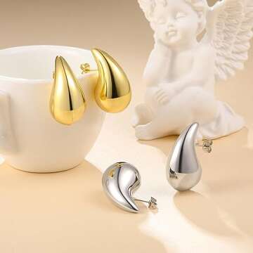 Lightweight Gold Teardrop Earrings for Women Stylish Jewelry