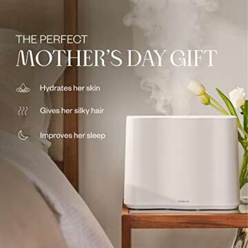 Vitruvi Cloud Bedside Humidifier, Dove, 24 Hr Run Time, 602ft Coverage, Large Home Bedroom - Night Mode - Includes 3 Month Filter