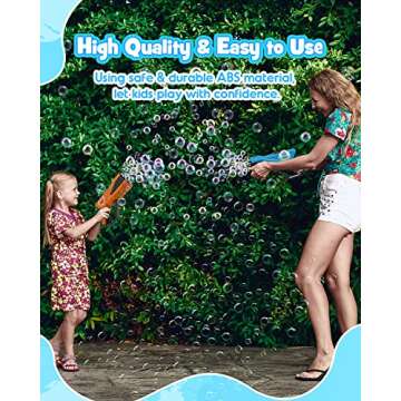 Boerfmo Bubble Gun - Bubble Machine for Kids - Bubbles Blaster with 8-Hole Wands & LED Light, Include Bubble Solution & Batteries - Boys Gifts Toys for Ages 3+ Year Old, Outdoor/Birthday/Party