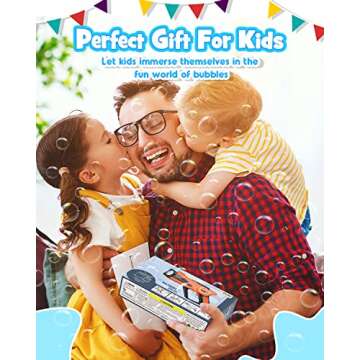 Boerfmo Bubble Gun - Bubble Machine for Kids - Bubbles Blaster with 8-Hole Wands & LED Light, Include Bubble Solution & Batteries - Boys Gifts Toys for Ages 3+ Year Old, Outdoor/Birthday/Party