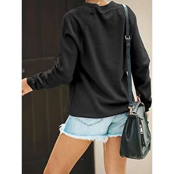 Blooming Jelly Womens Christmas Sweatshirts Crewneck Long Sleeve Tops Print Terry Casual Cute Pullover Outfit 2024(M,Black)