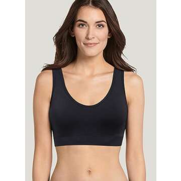 Jockey Women's Bra Seamfree Back Smoothing Bralette, Black, L
