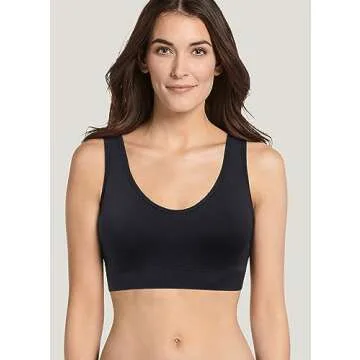 Jockey Women's Bra Seamfree Back Smoothing Bralette, Black, L