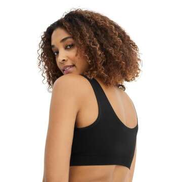 Jockey Women's Bra Seamfree Back Smoothing Bralette, Black, L