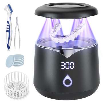 Ultrasonic Retainer Cleaner with UV Sterilization for Dental Hygiene