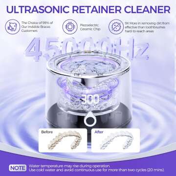 Ultrasonic Retainer Cleaner with UV Sterilization for Dental Hygiene