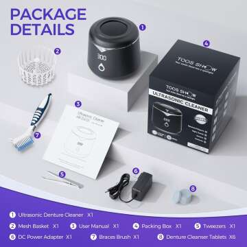 Ultrasonic Retainer Cleaner with UV Sterilization for Dental Hygiene