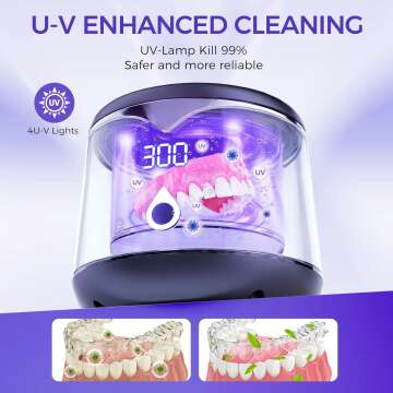 Ultrasonic Retainer Cleaner with UV Sterilization for Dental Hygiene