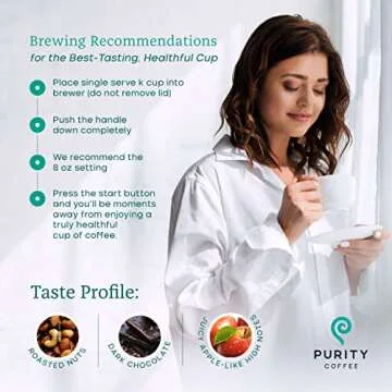 Purity Coffee FLOW Medium Roast Organic Coffee - USDA Certified Organic Specialty Grade Arabica Single-Serve Coffee Pods - Third Party Tested for Mold, Mycotoxins and Pesticides - 12 ct Box