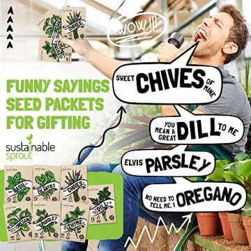 Culinary Herb Seeds Variety Pack: 7 NonGMO Hydroponic Herb Seeds For Planting Garden Indoors, Heirloom Herb Seeds Basil, Parsley, Thyme, Cilantro, Chives Dill Seeds Oregano Seeds by Sustainable Sprout