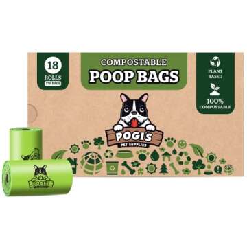 Pogi's Compostable Dog Poop Bags - 18 Rolls (270 Doggie Poop Bags) - Leak-Proof Dog Waste Bags, Plan...