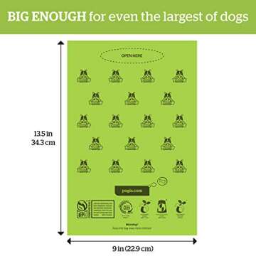 Pogi's Compostable Dog Poop Bags - 18 Rolls (270 Doggie Poop Bags) - Leak-Proof Dog Waste Bags, Plant-based ASTM D6400, EN 13432 Certified Extra Large Poop Bags for Dogs