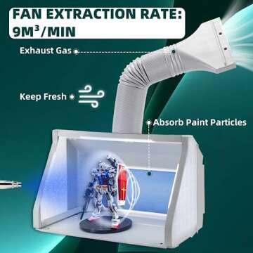 T TOGUSH Professional Airbrush Spray Booth with 3 LED Light Turn Table Large Capacity Portable Paint...