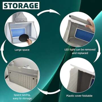 T TOGUSH Professional Airbrush Spray Booth with 3 LED Light Turn Table Large Capacity Portable Paint Spray Booth for Cake Hobby Model Airplane Crafts Painting