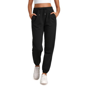 CRZ YOGA Cinch Bottom Sweatpants for Women - High Waisted Cotton Joggers with Pockets