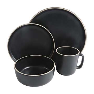 Gibson Home Zuma 16 Piece Round Kitchen Dinnerware Set, Dishes, Plates, Bowls, Mugs, Service for 4, ...