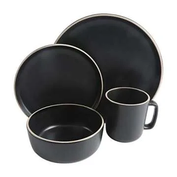 Gibson Home Zuma 16 Piece Round Kitchen Dinnerware Set, Dishes, Plates, Bowls, Mugs, Service for 4, ...