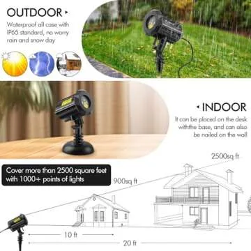 Poeland Christmas Laser Projector Lights Waterproof Outdoor Garden Decorative Lighting with Security Lock 3 Color Red Green Blue