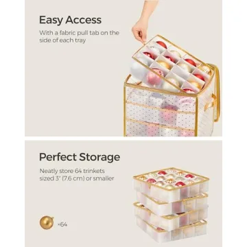 SONGMICS Christmas Ornament Storage Box for 64 Balls