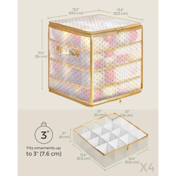 SONGMICS Christmas Ornament Storage Box for 64 Balls
