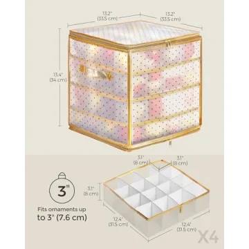 SONGMICS Christmas Ornament Storage Box for 64 Balls